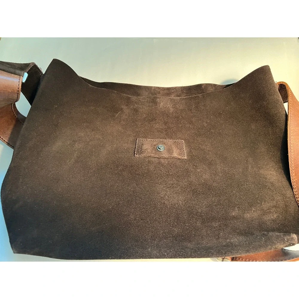 Jack‎ Spade Suede Leather Large Messenger Bag Chocolate Brown